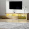 TV Cabinet Entertainment Unit Stand RGB LED Gloss Furniture 215cm Wood