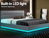 LED Bed  - Gas lift Storage Newyork bed - Black White or Grey