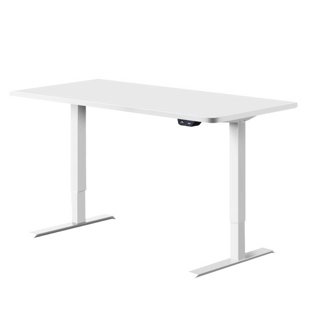 Artiss Standing Desk Adjustable Height Desk Electric Motorised White Frame Desk Top 120cm