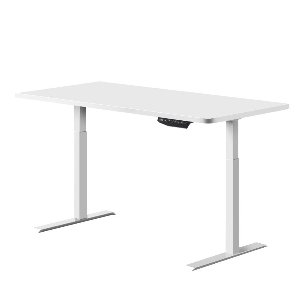 Artiss Standing Desk Adjustable Height Desk Dual Motor Electric White Frame Desk Top 140cm