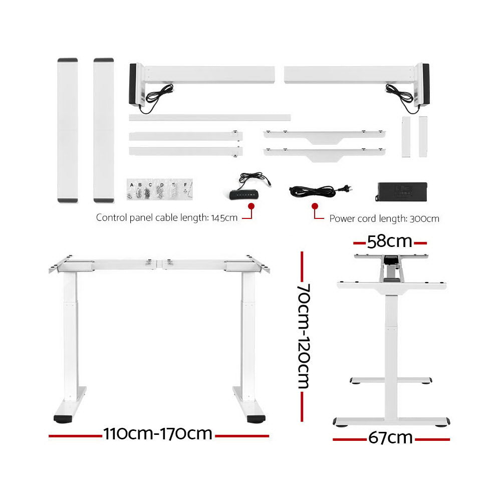 Artiss Standing Desk Electric Height Adjustable Sit Stand Desks Table White