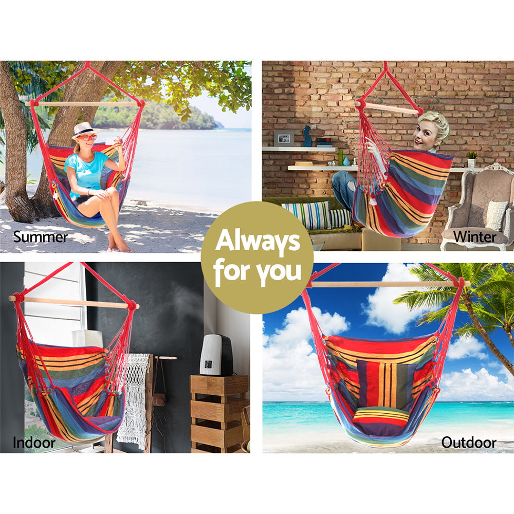 Gardeon Hammock Swing Chair with Cushion - Multi-colour