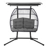 Gardeon Outdoor Furniture Lounge Hanging Swing Chair Egg Hammock Stand Rattan Wicker Grey