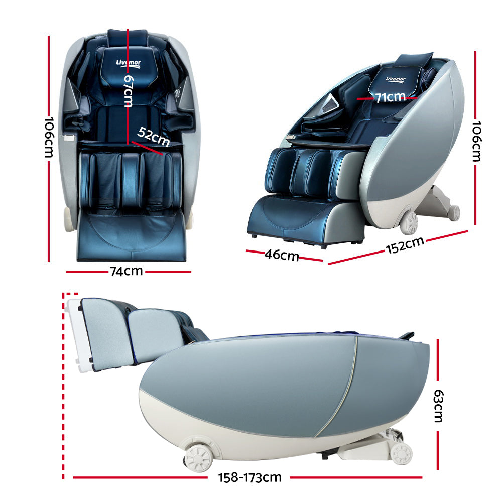 Massage Chair Zero Gravity Electric Massage Recliner Chairs Deluxe Blue