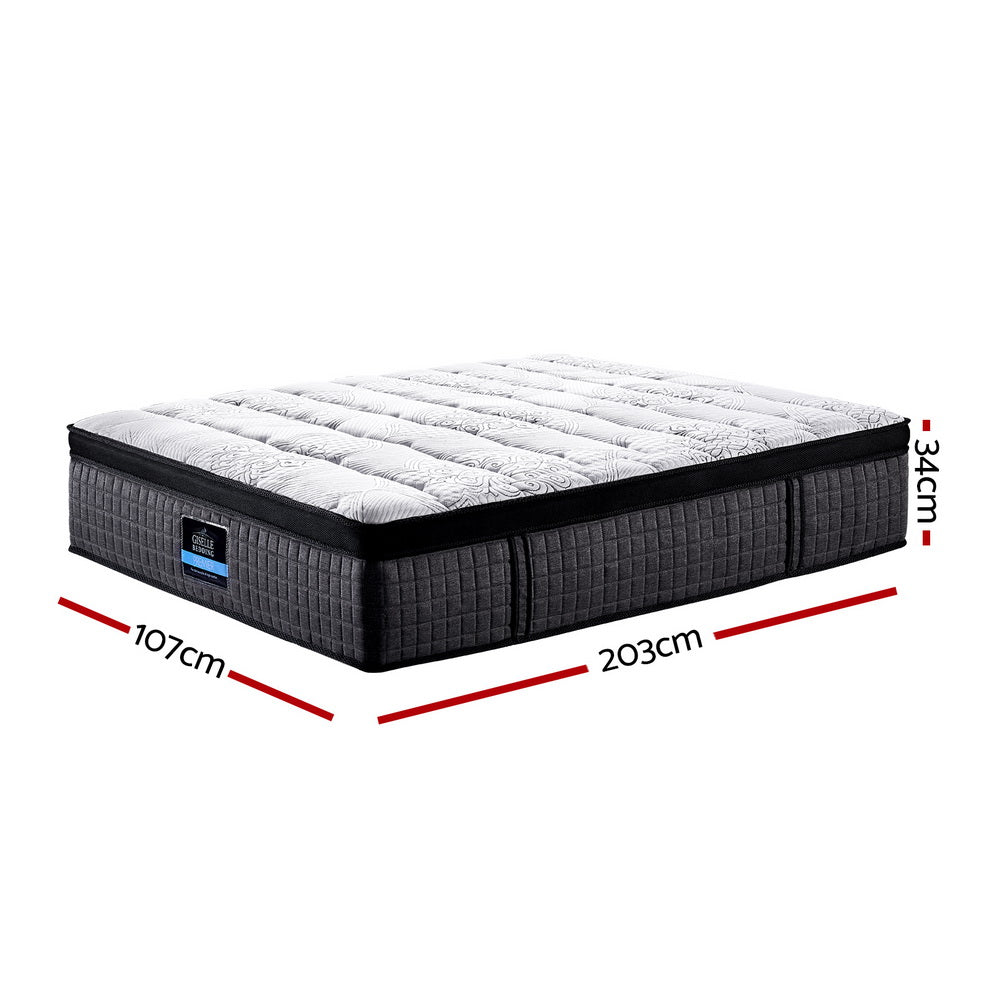 Mattress 9 Zone Pocket Spring Latex Foam Medium Firm 34cm King Single