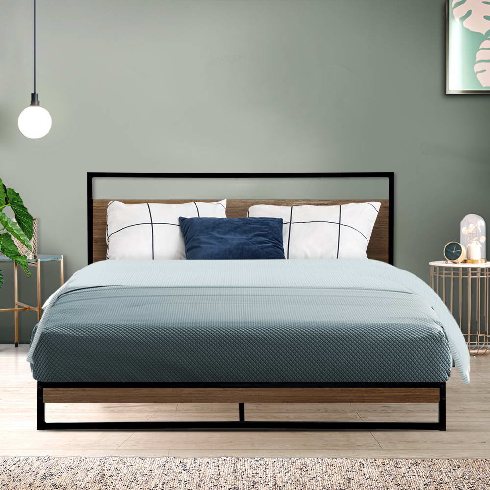 Metal Bed Frame Queen Size Mattress Base Platform Foundation Black Dane