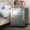 Mirrored Bedside table Drawers Furniture Mirror Glass Presia Smoky Grey