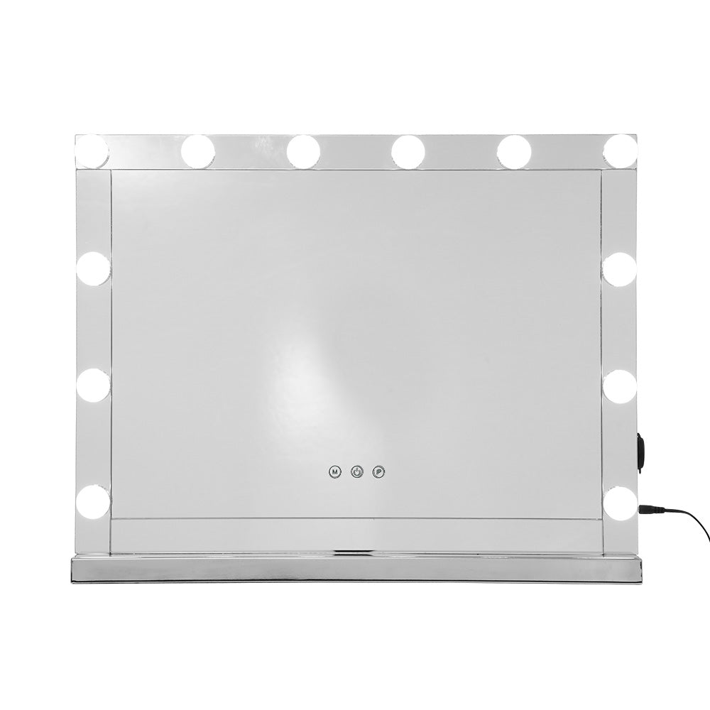 Hollywood Makeup Mirror With Light 12 LED Bulbs Vanity Lighted Silver 58cm x 46cm