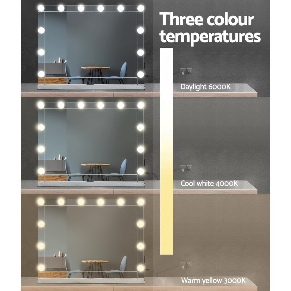 Hollywood Makeup Mirror With Light 12 LED Bulbs Vanity Lighted Silver 58cm x 46cm