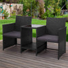 Gardeon Outdoor Setting Wicker Loveseat Birstro Set Patio Garden Furniture Black