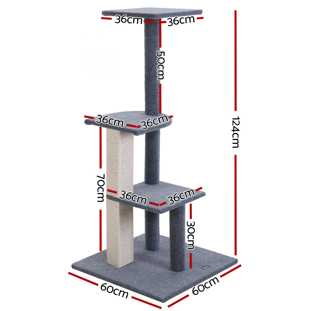 Cat Tree 124cm Trees Scratching Post Scratcher Tower Condo House Furni