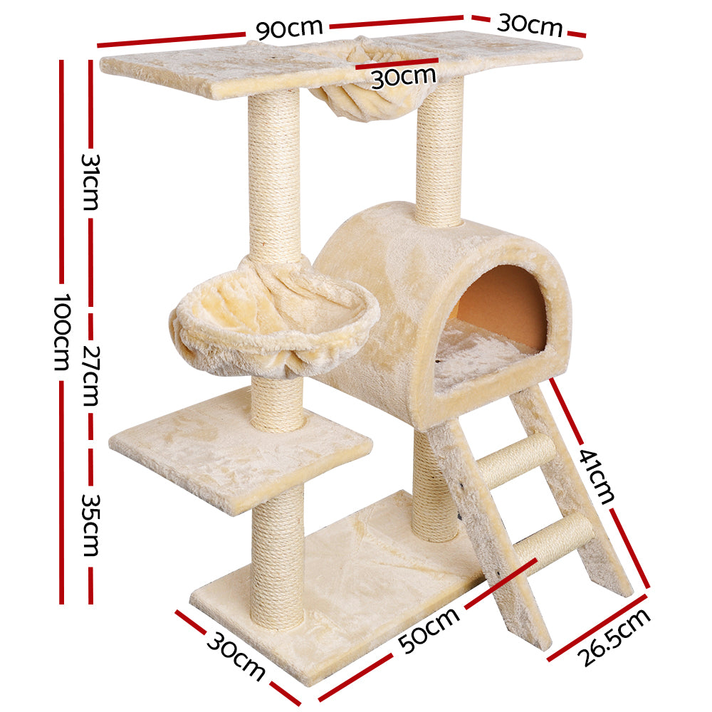 Cat Tree Trees Scratching Post Scratcher Condo Tower House Bed Beige 1