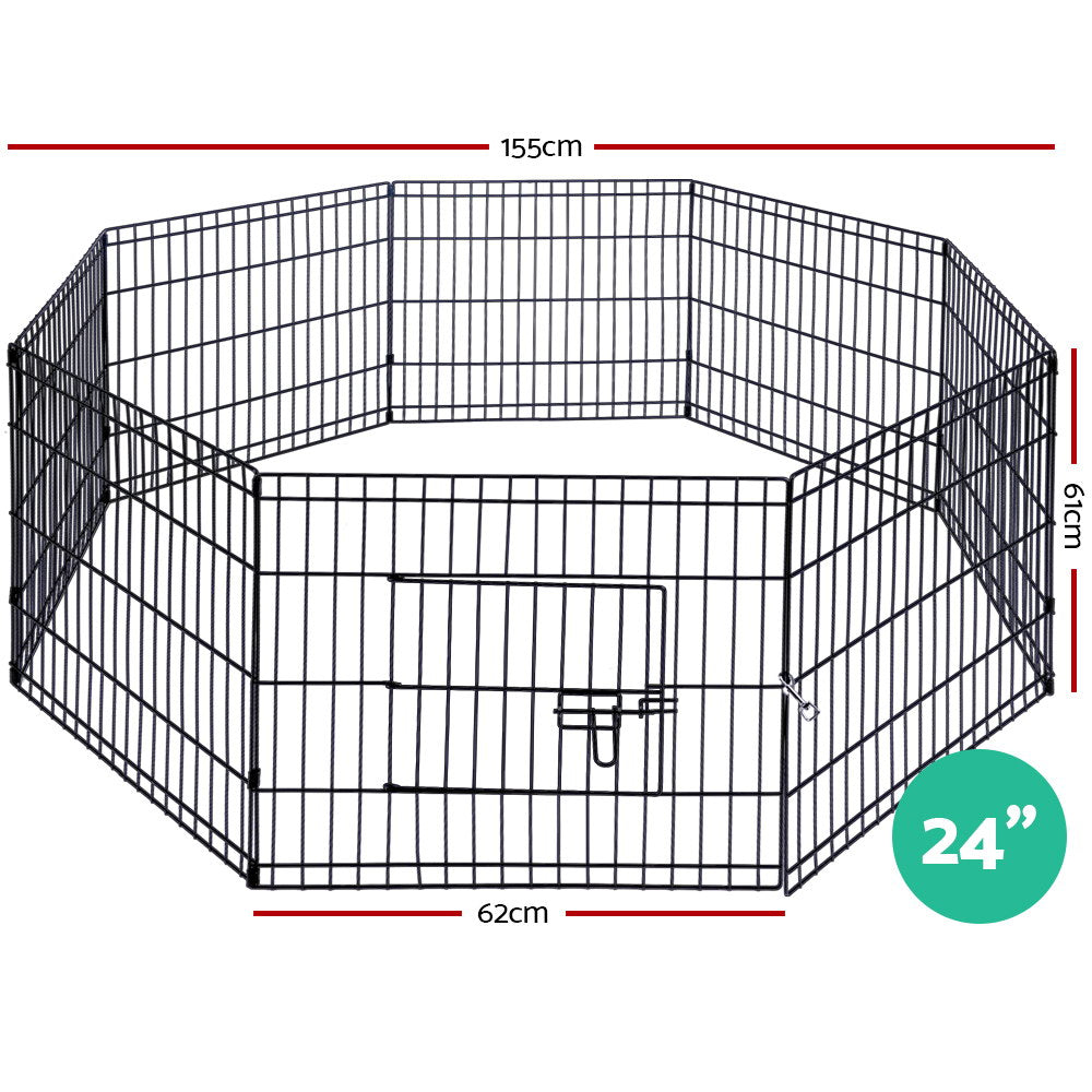 Pet Cage Dog Playpen 24" 8 Panel Puppy Exercise Cage Enclosure Fence