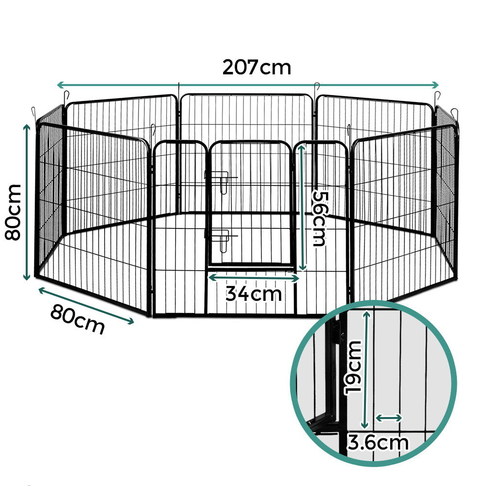 Pet Cage Playpen Dog Playpen 8 Panel Exercise Cage Enclosure Fence 80x80cm