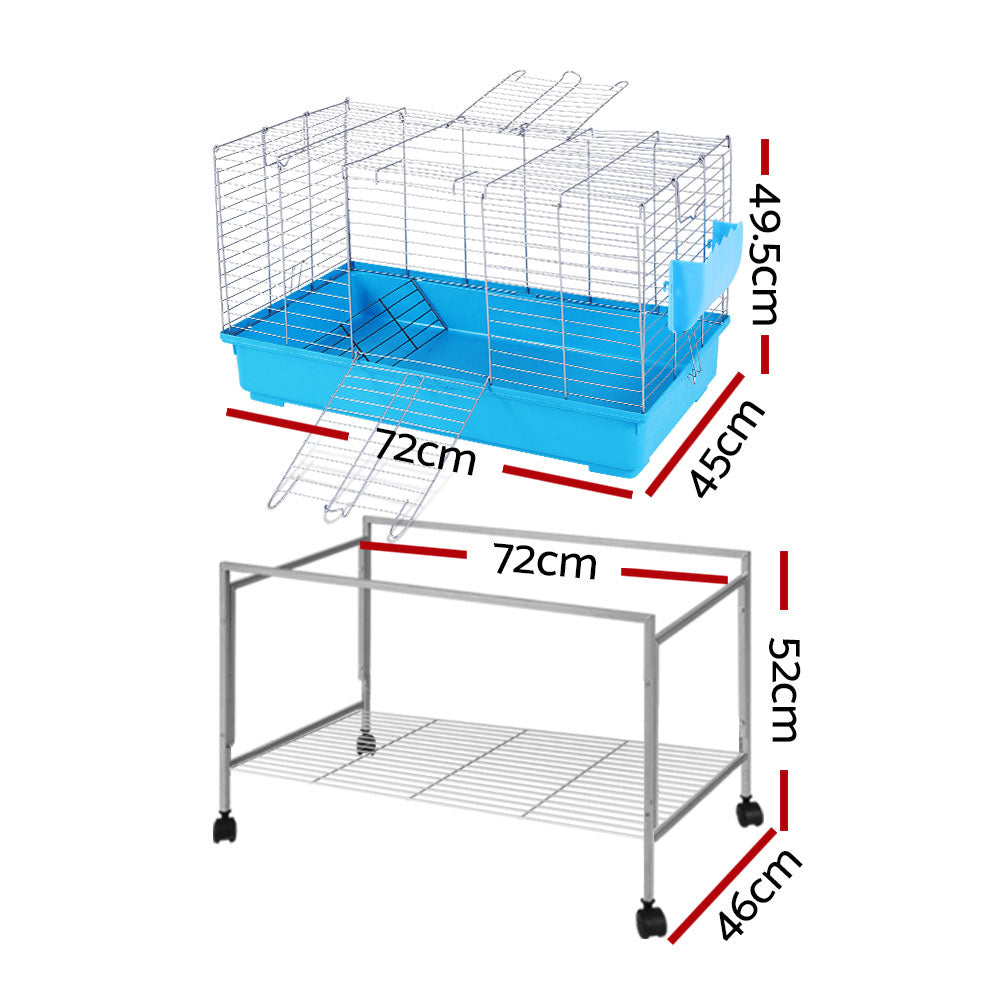 Rabbit Cage Hutch Cages Indoor Hamster Enclosure Carrier Bunny Blue