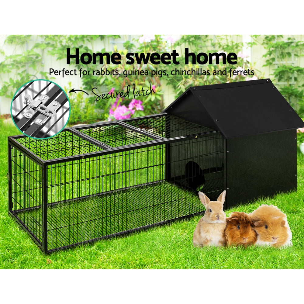 Rabbit Cage Hutch Cages Indoor Outdoor Hamster Enclosure Pet Metal Carrier 162CM Length