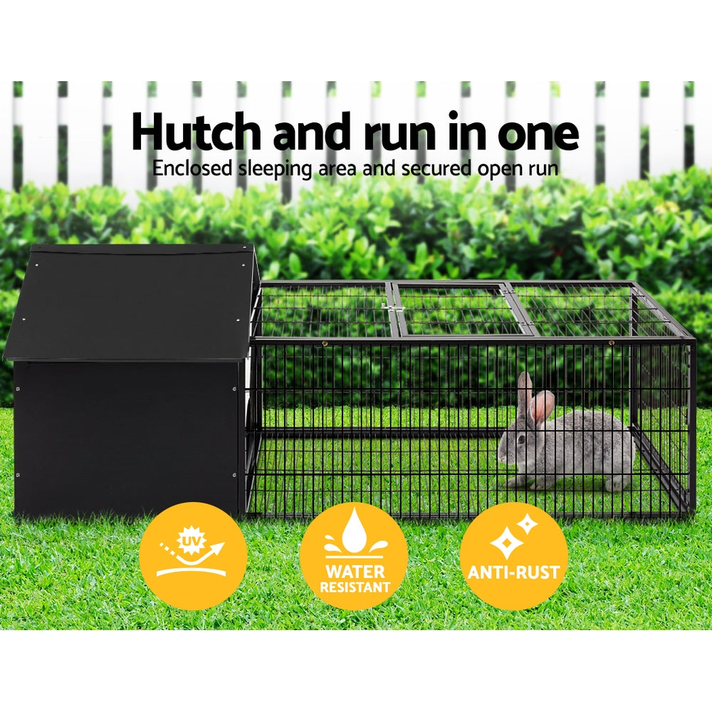 Rabbit Cage Hutch Cages Indoor Outdoor Hamster Enclosure Pet Metal Carrier 162CM Length