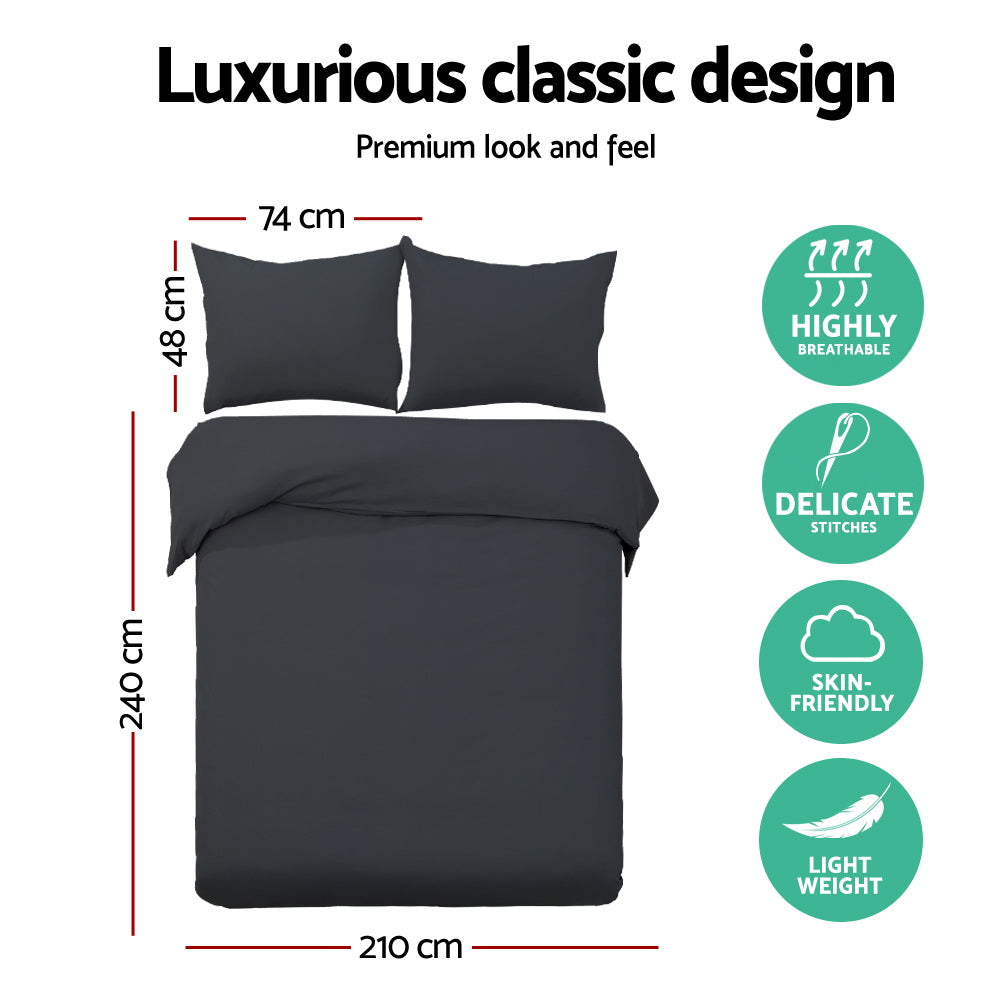 Giselle Bedding Luxury Classic Bed Duvet Doona Quilt Cover Set Hotel King Black