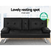 3 Seater PU Leather Sofa Bed - 168cm - Black