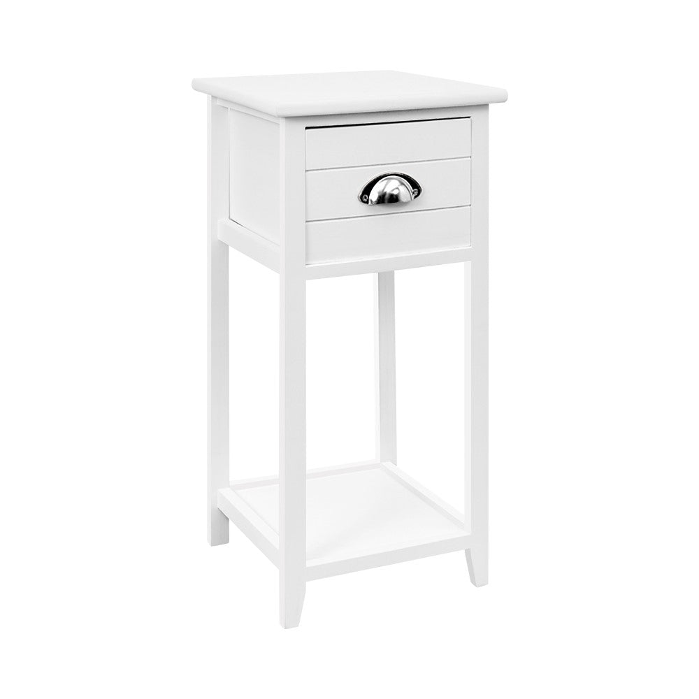 Vintage Bedside Table Nightstand Drawer Storage Cabinet Lamp Side Shelf White