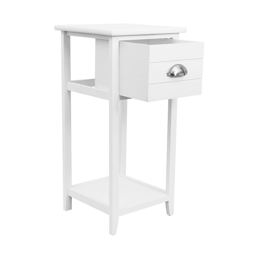 Vintage Bedside Table Nightstand Drawer Storage Cabinet Lamp Side Shelf White