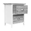 Vintage Bedside Table Nightstands 2 Drawers Storage Cabinet Bedroom Side Grey - Set of 2