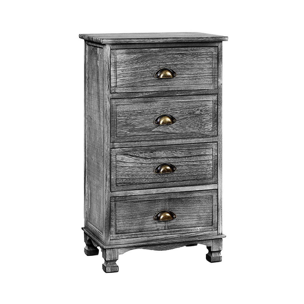 Vintage Bedside Tables Drawers Cabinet 4 Chest of Drawers Grey Nightstand