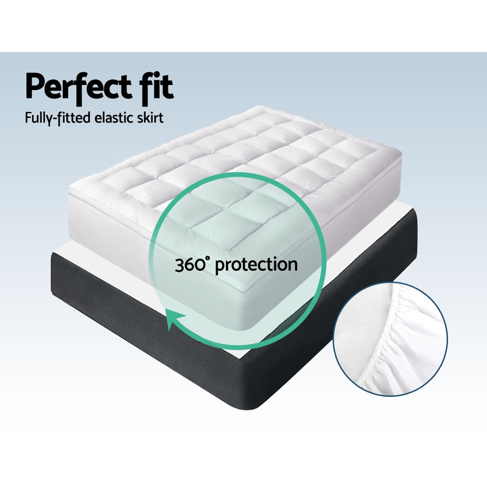 Mattress Topper Bamboo Fibre Pillowtop Protector - King Single