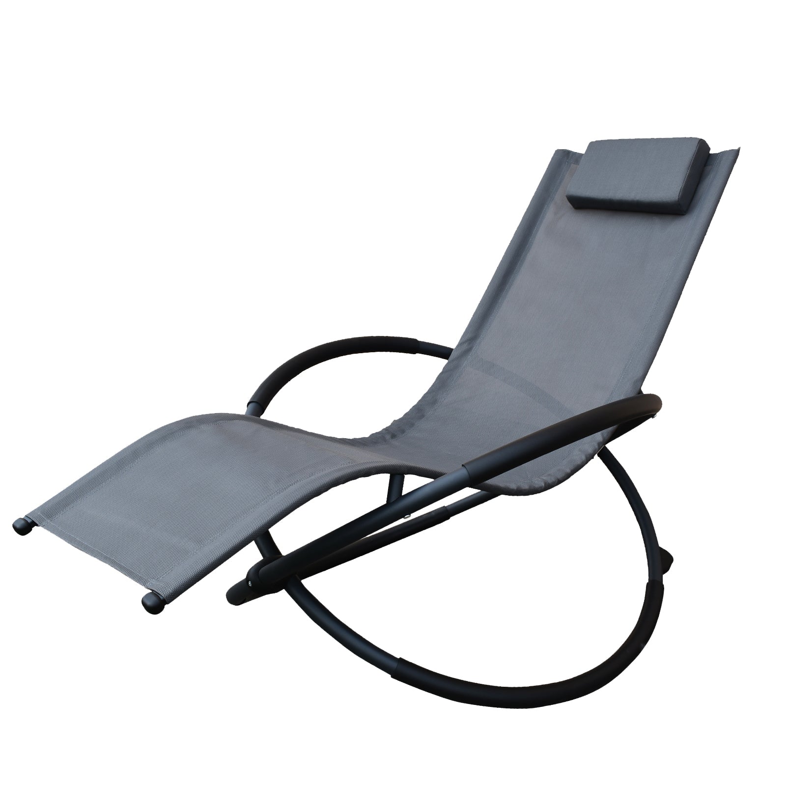 Zero Gravity Portable Foldable Rocking Chair Recliner Lounge - Grey