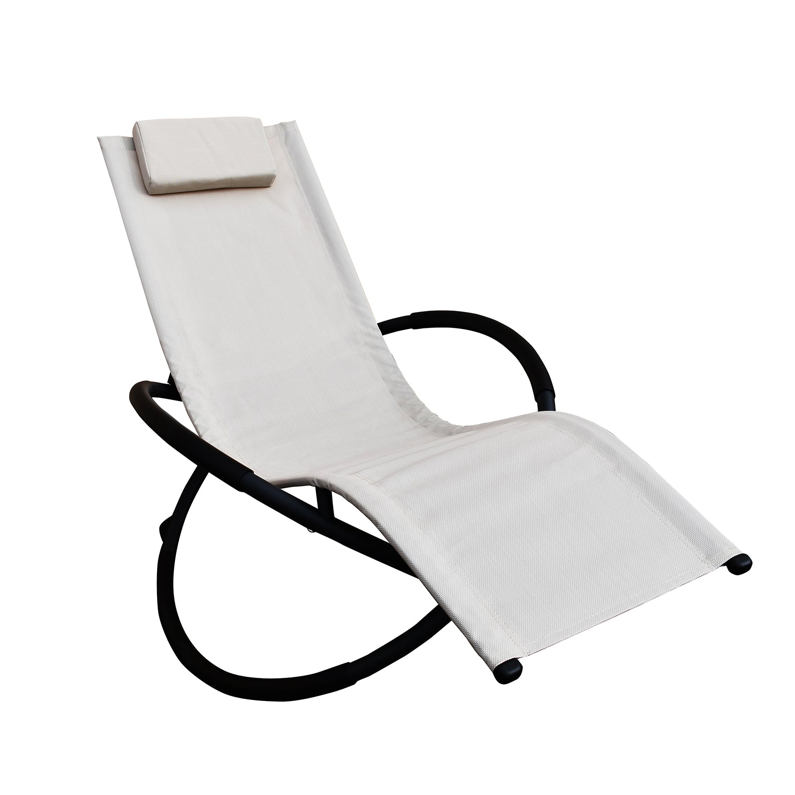 Zero Gravity Portable Foldable Rocking Chair Recliner Lounge - Sand