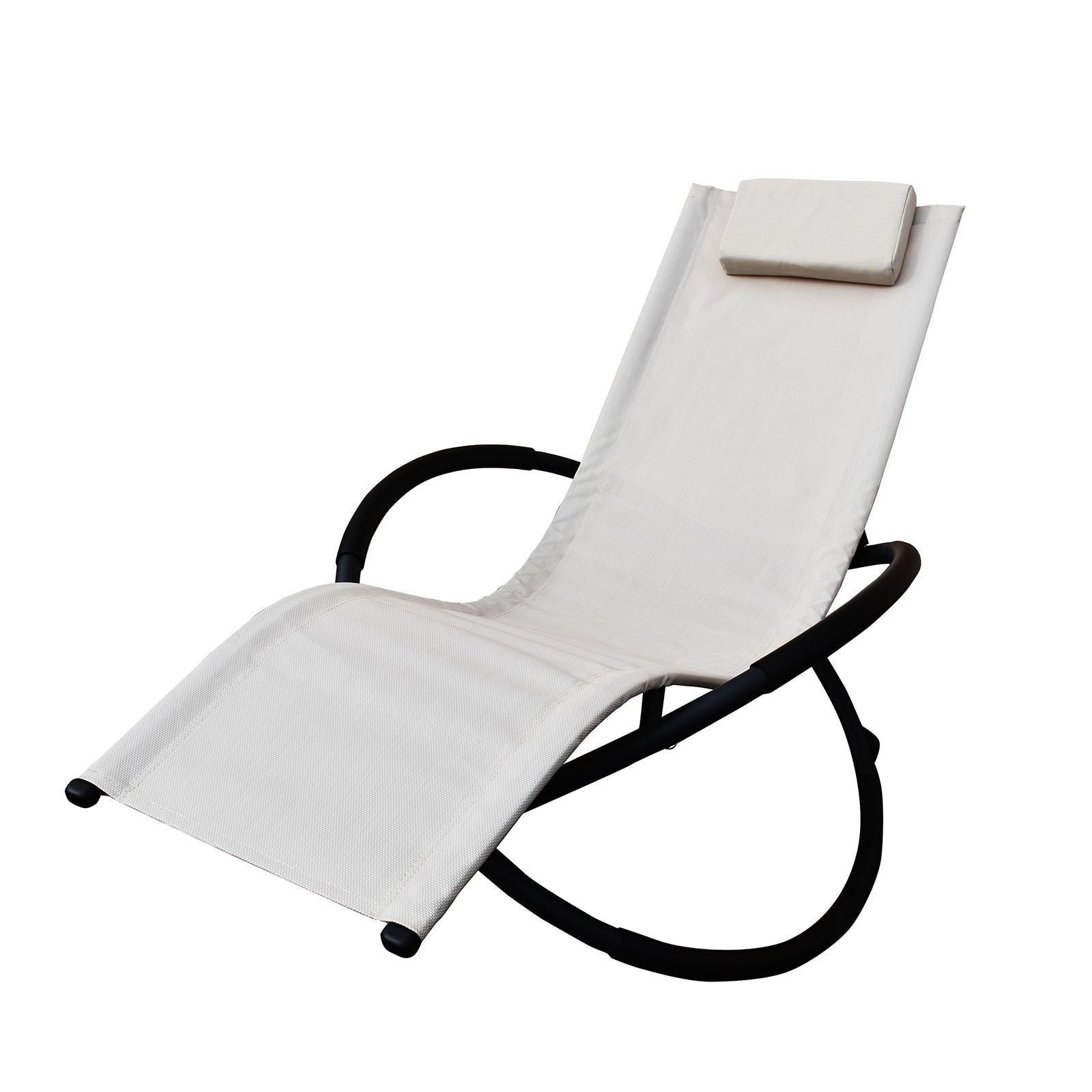 Zero Gravity Portable Foldable Rocking Chair Recliner Lounge - Sand