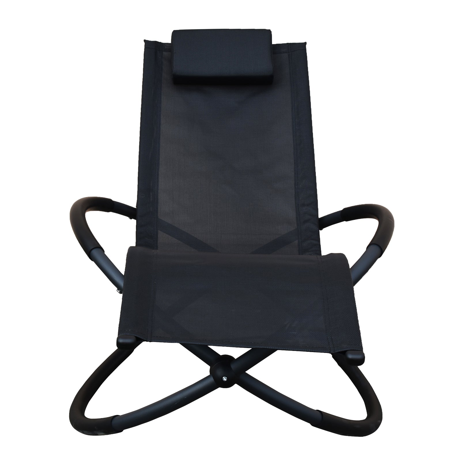 Zero Gravity Portable Foldable Rocking Chair Recliner Lounge - Black