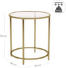 Gold Round Side Table with Golden Metal Frame Robust and Stable