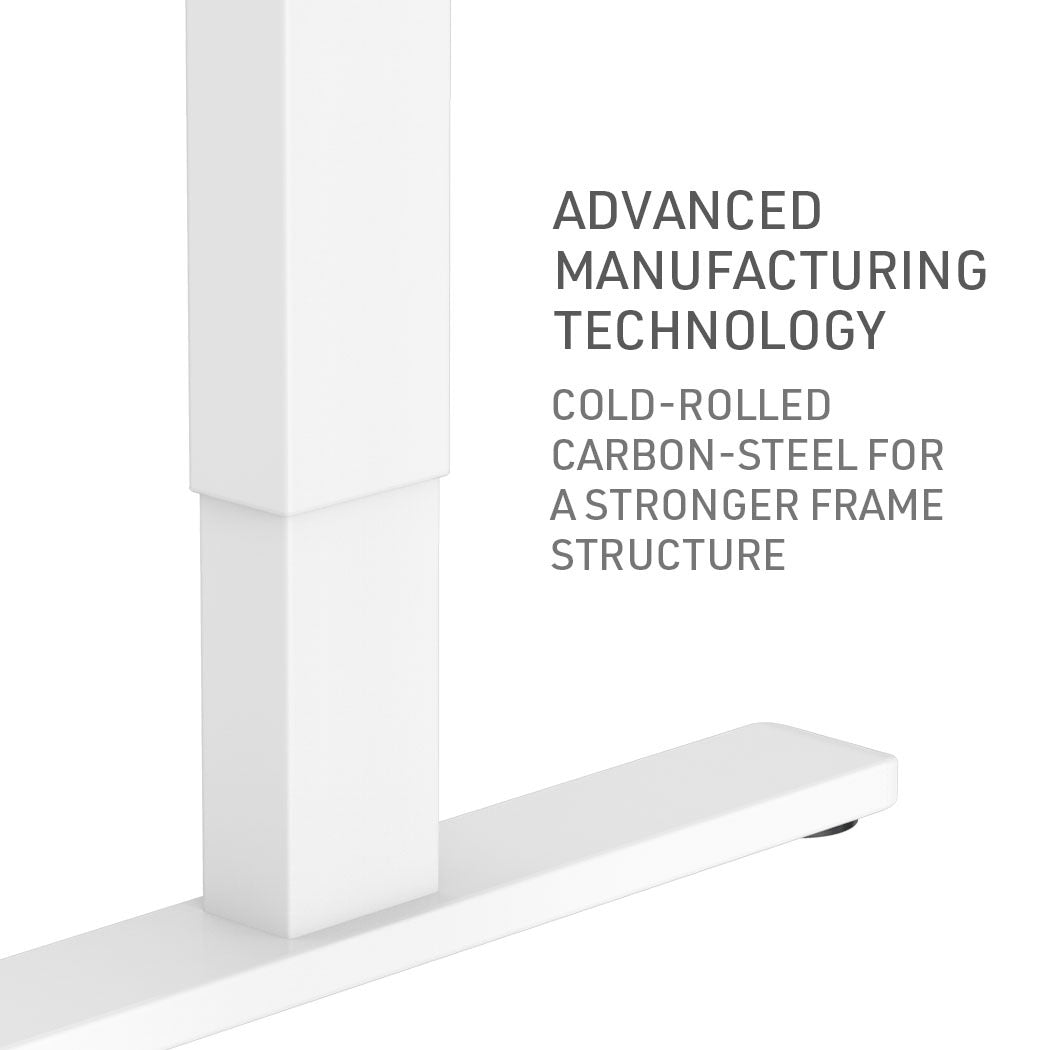 Fortia Sit To Stand Up Standing Desk, 120x60cm, 72-118cm Electric Height Adjustable, 70kg Load, White/White Frame