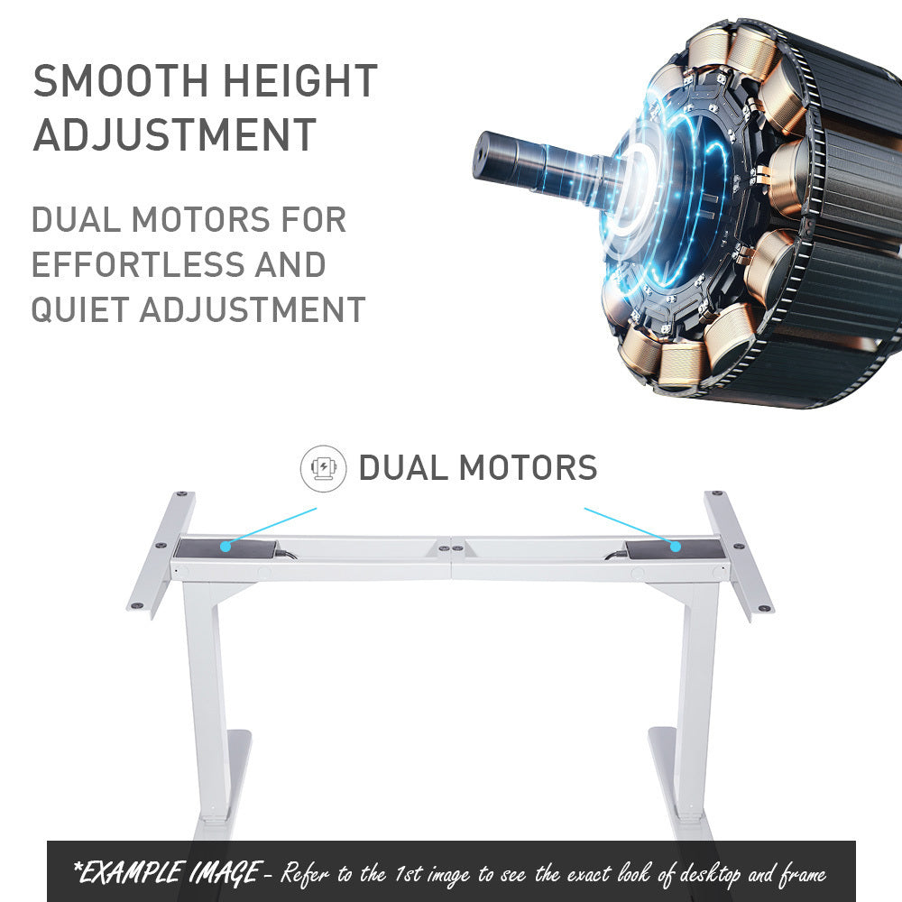 Fortia Sit To Stand Up Standing Desk, 160x75cm, 62-128cm Electric Height Adjustable, Dual Motor, 120kg Load, White Oak Style/White Frame