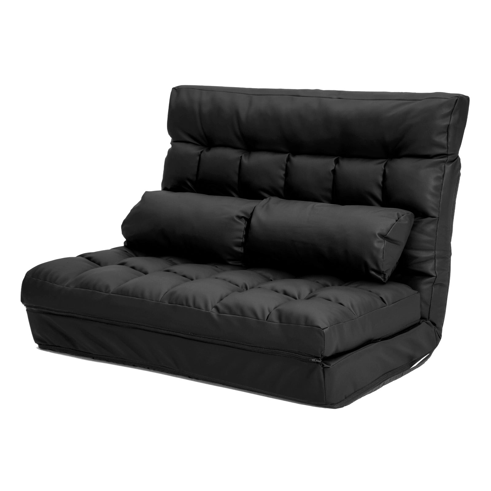 La Bella Double Seat Couch Bed Black Sofa Gemini Leather