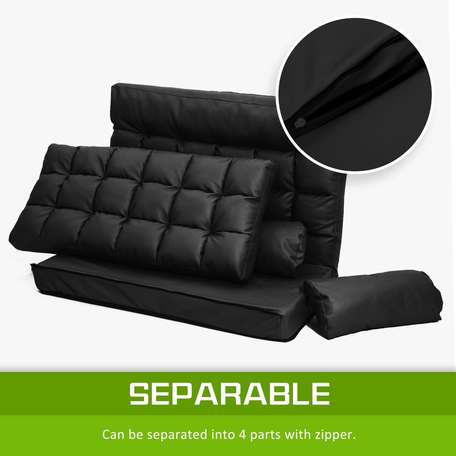 La Bella Double Seat Couch Bed Black Sofa Gemini Leather