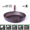 Pre-Seasoned 29cm Cast Iron Fry Pan Cookware Heat-Resistant Wooden Handle