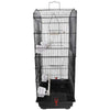 Large Portable Wire Bird Cage Birdcage  Parrot Cage Wooden Stand Pole Feeding Cup Black