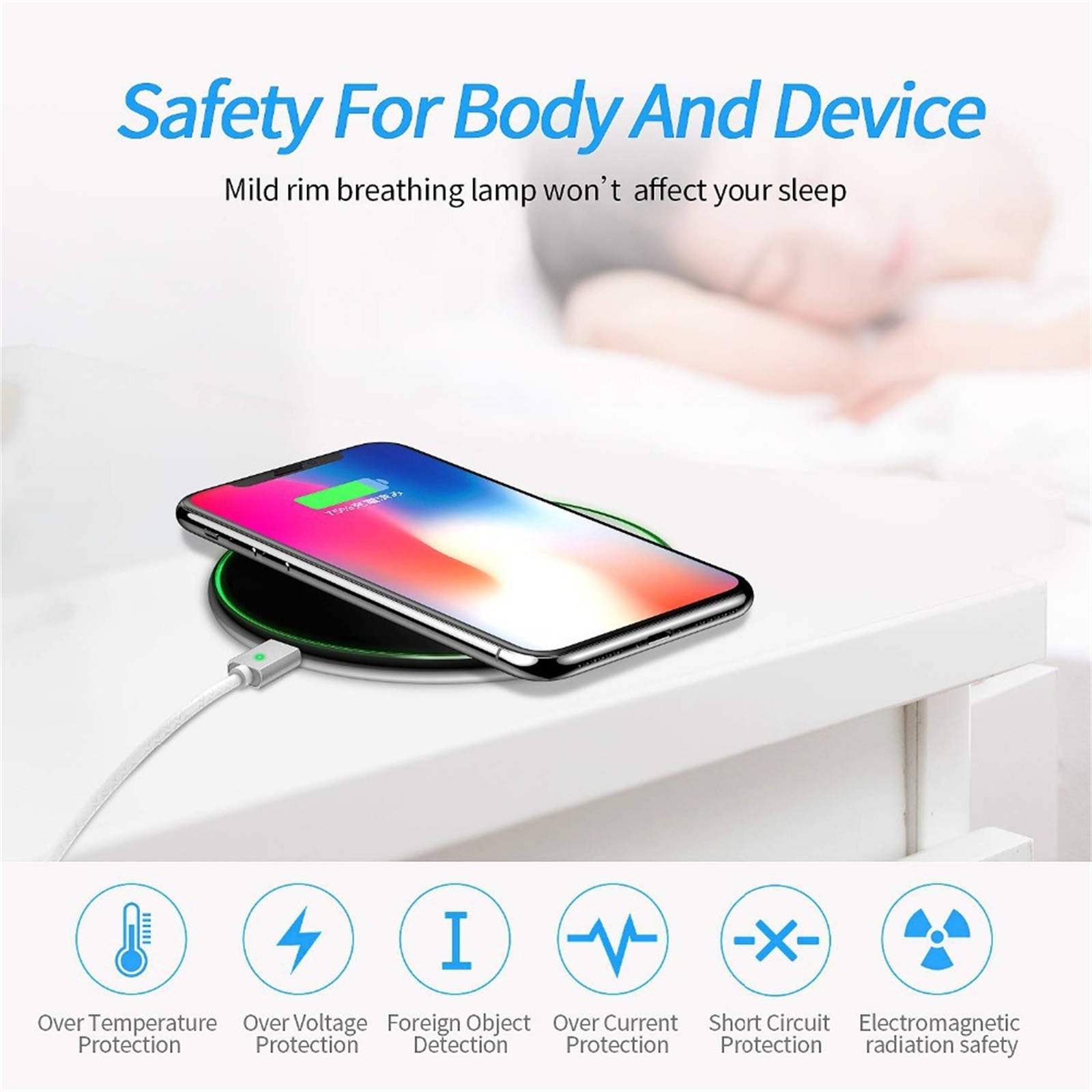 Mobax Desktop Round 10W Mobile Wireless Charger is Applicable to Apple Samsung White