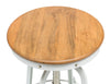 White Bar Stool Hamptons Style Height Adjustable and Swivel with Natural Wood Top