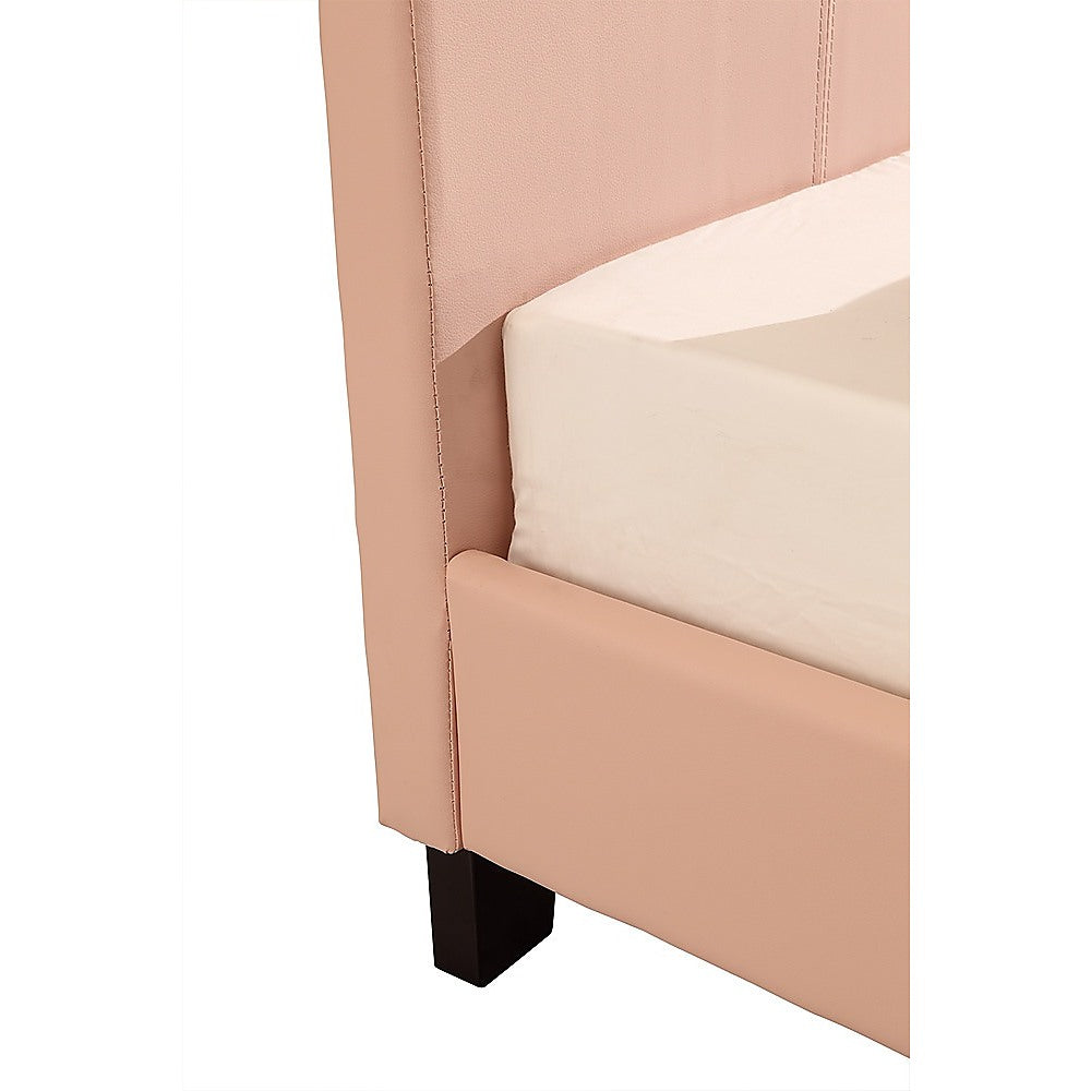 Single PU Leather Bed Frame Pink