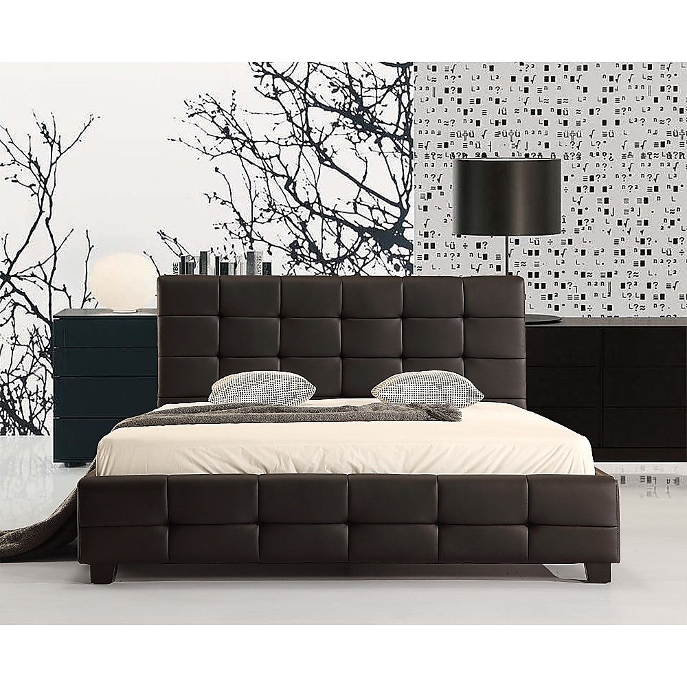 Queen PU Leather Deluxe Bed Frame Black