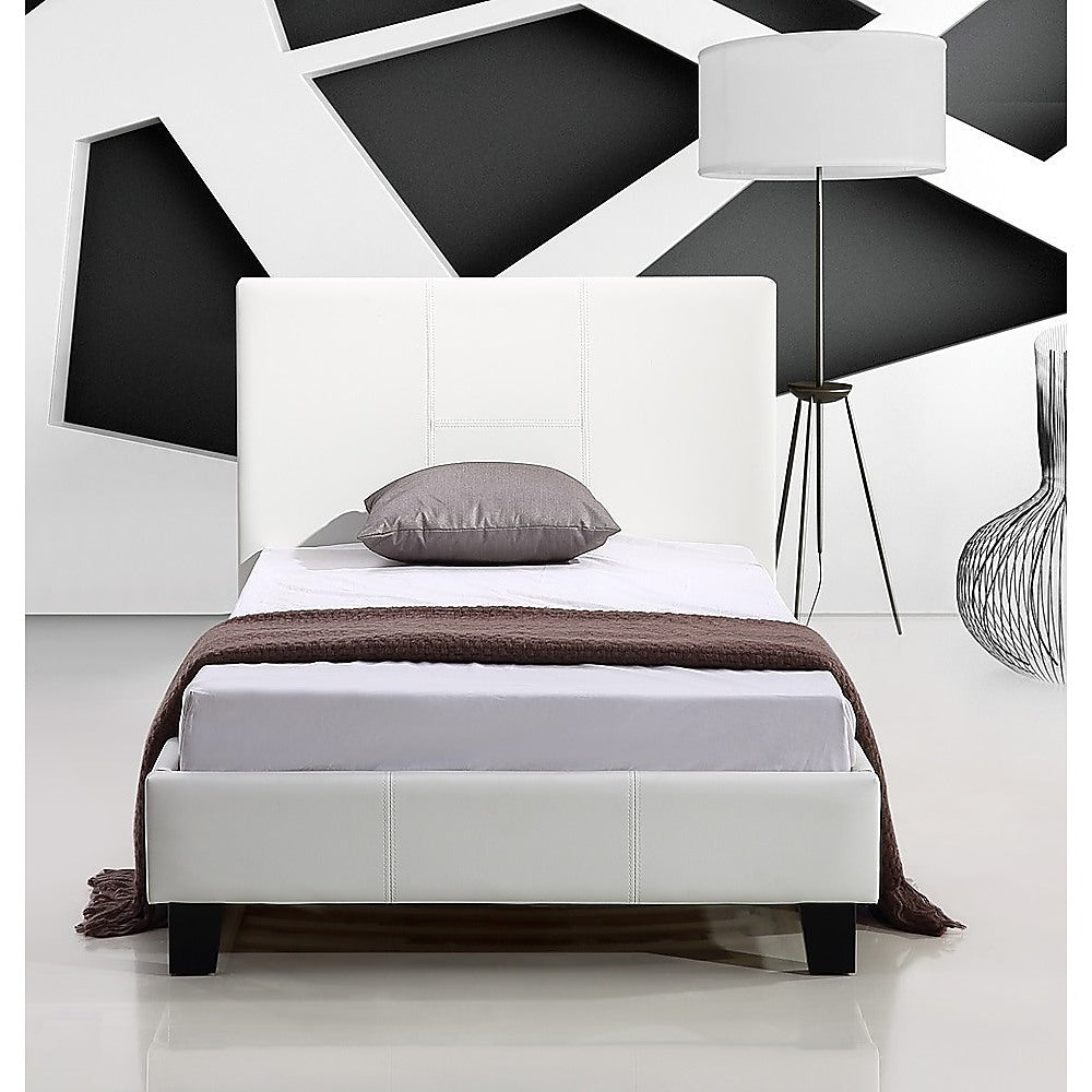 Single PU Leather Bed Frame White