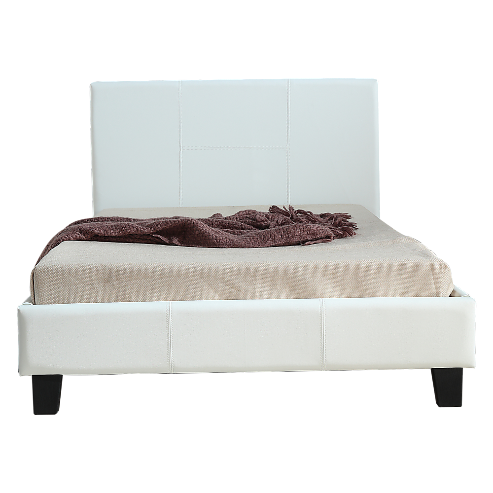 King Single PU Leather Bed Frame White