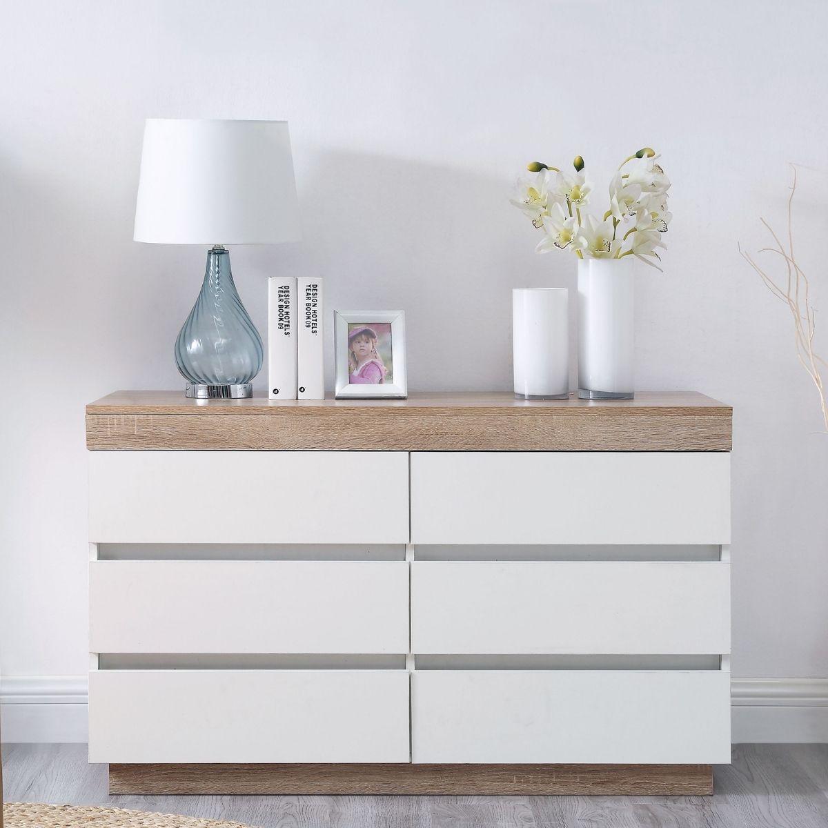 Ashley Coastal White Wooden Chest of 6 Drawers