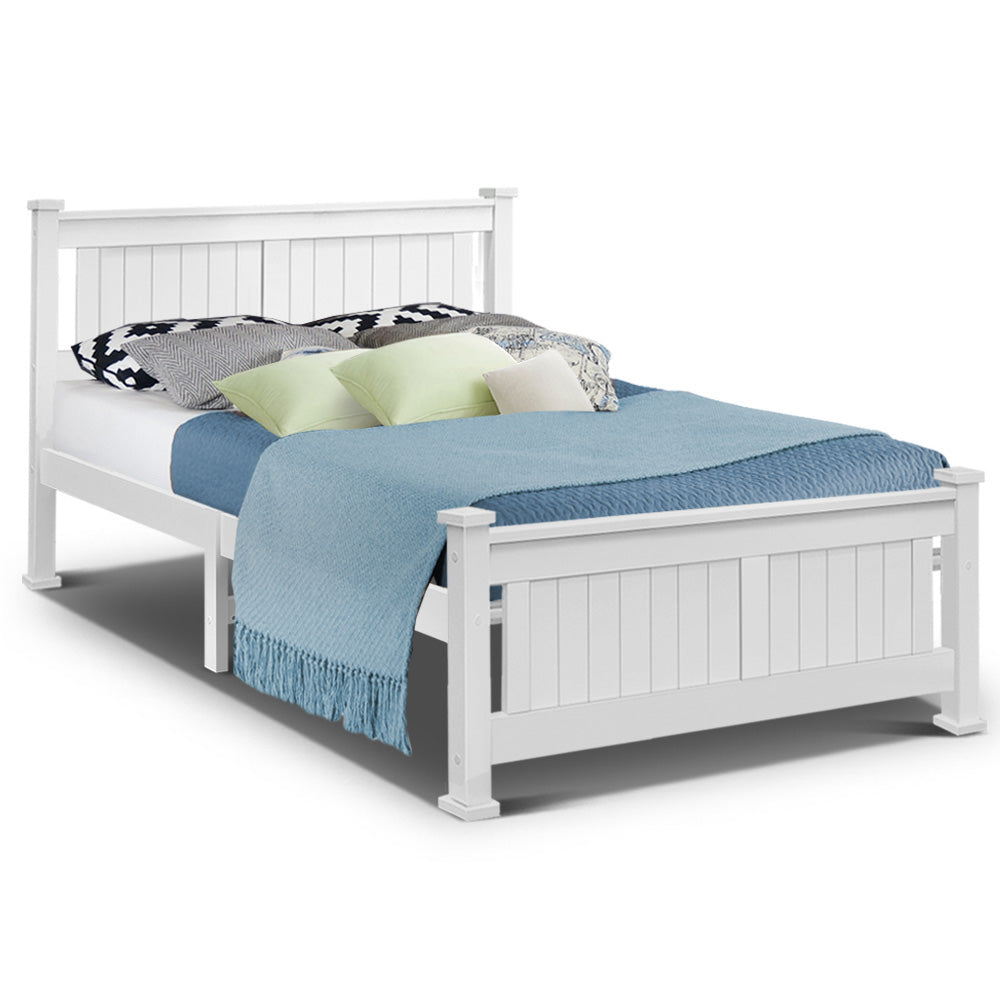 Wooden Bed Frame - White - Double Size