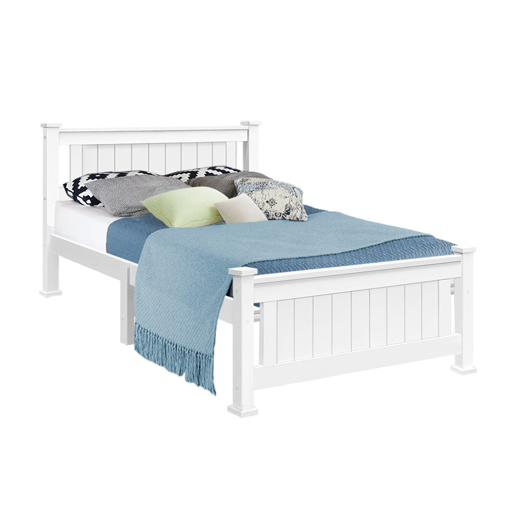 Wooden Bed Frame - White - King Single