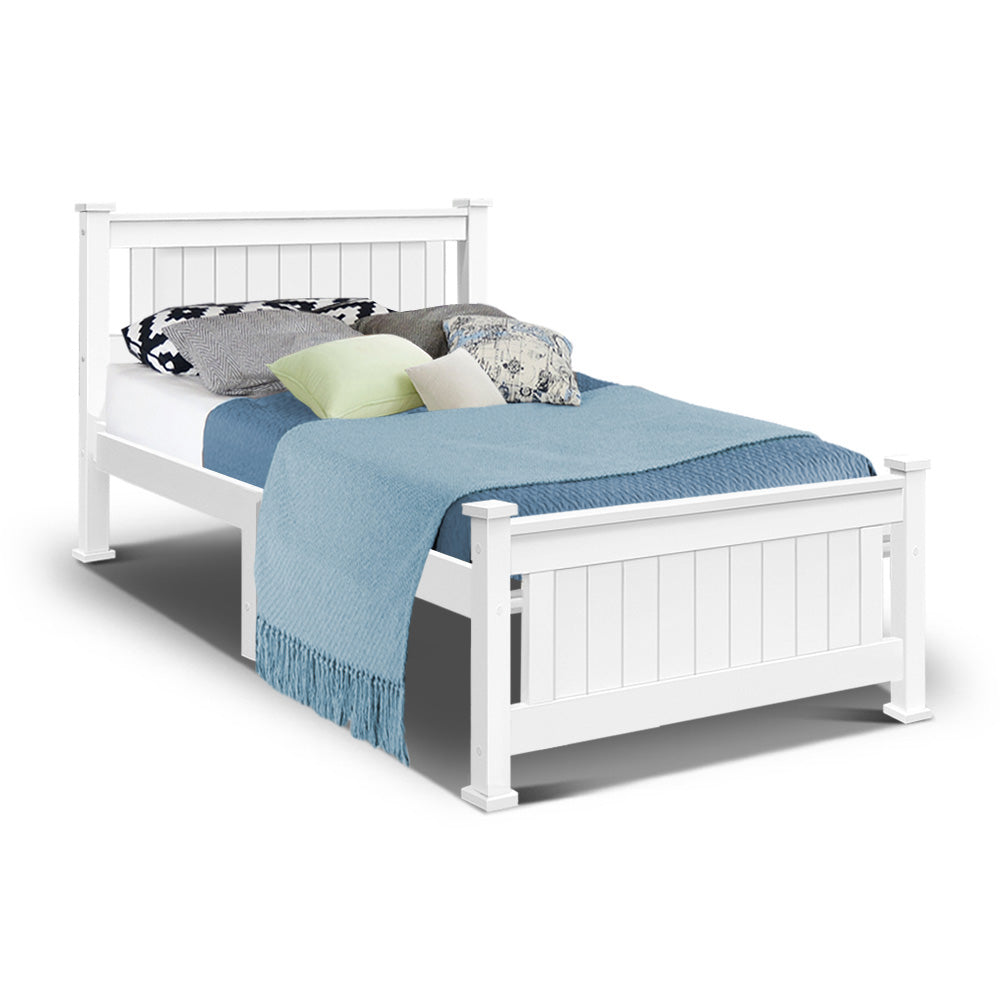 Wooden Bed Frame - White - Single Size