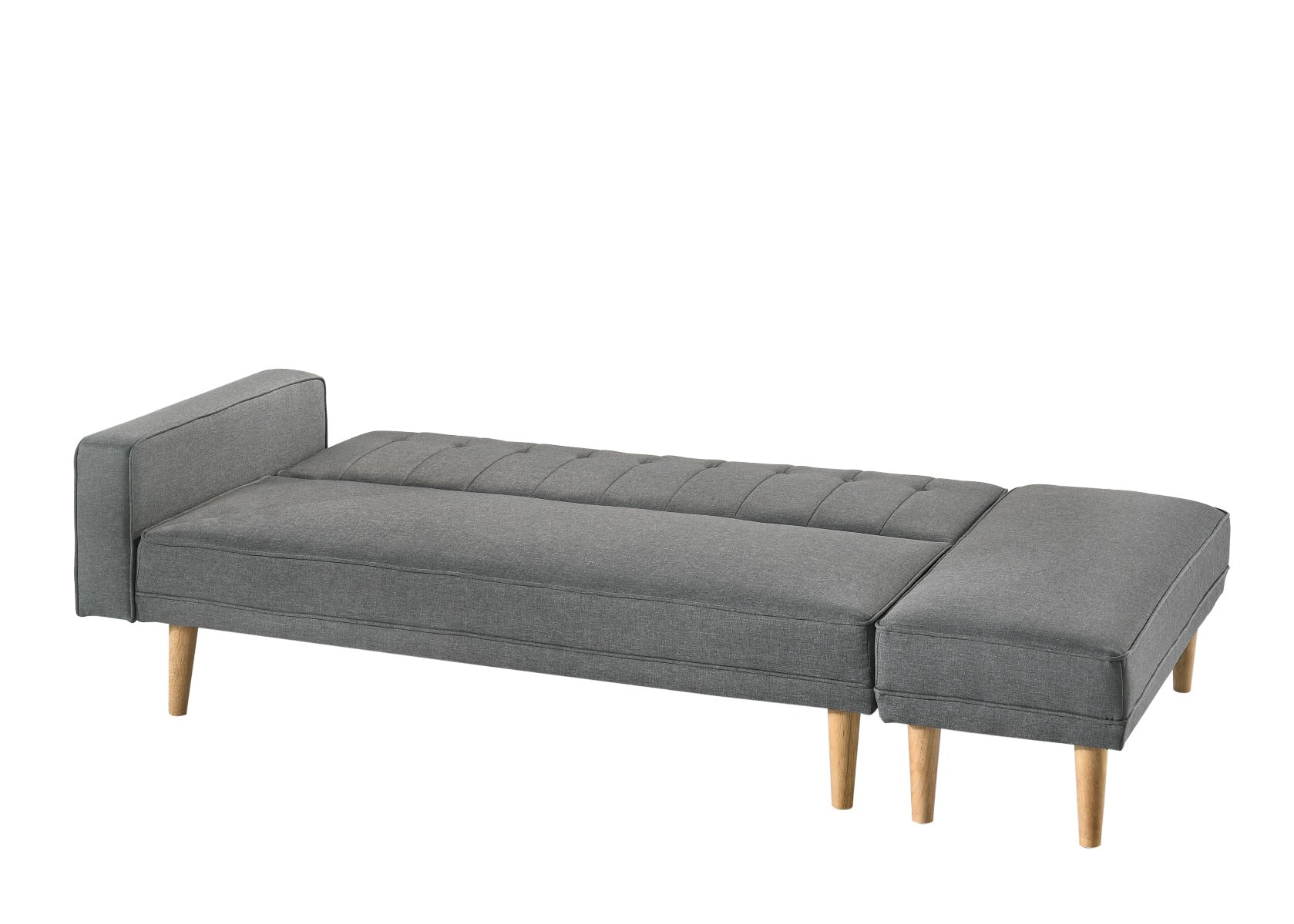 3 Seater Fabric Sofa Bed with Ottoman - Light Grey